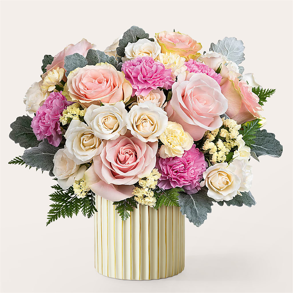 Blissful Moments Bouquet with Ivory Vase – Floripop Shop, Miami FL